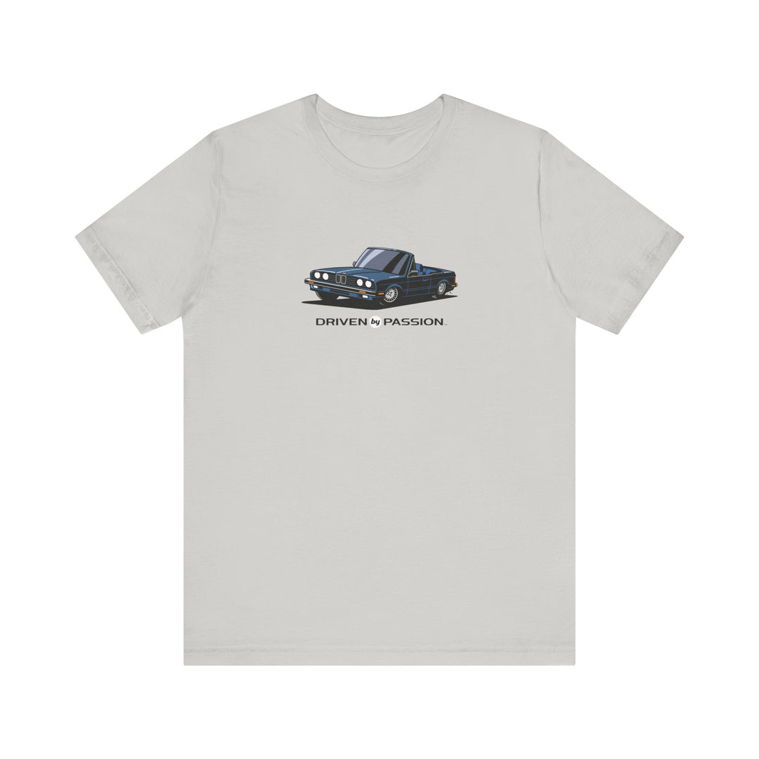 Dark Silver-Blue over Blue E30 Convertible T-Shirt (1982-1987)