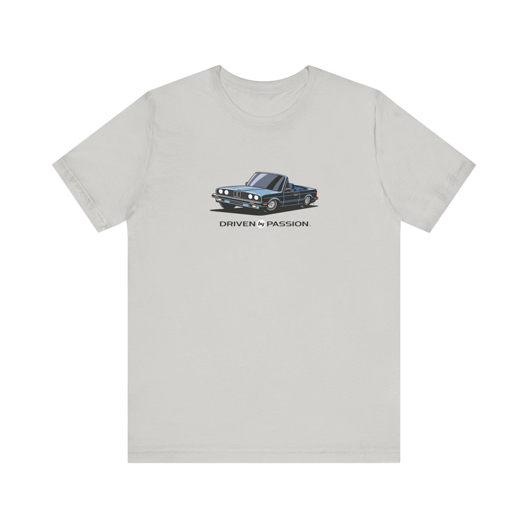 Light Silver-Blue over Blue E30 Convertible T-Shirt (1982-1987)