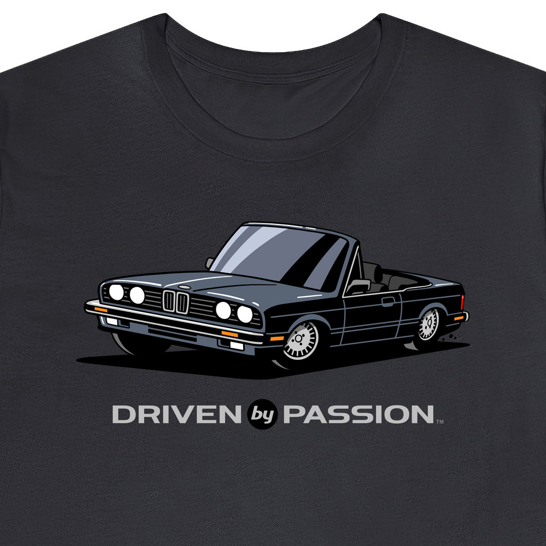 Dark Silver over Black E30 Convertible T-Shirt (1982-1987)