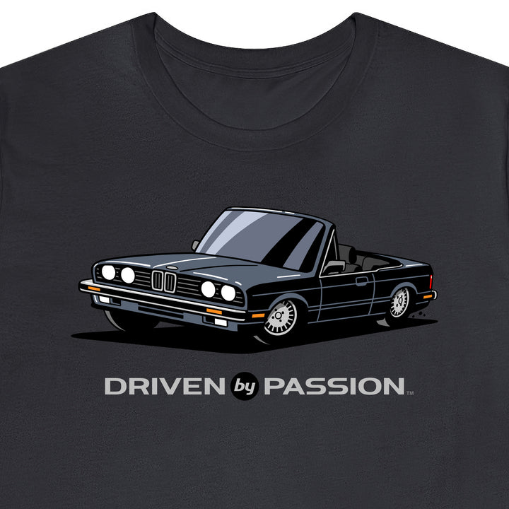 Dark Silver over Black E30 Convertible T-Shirt (1982-1987)