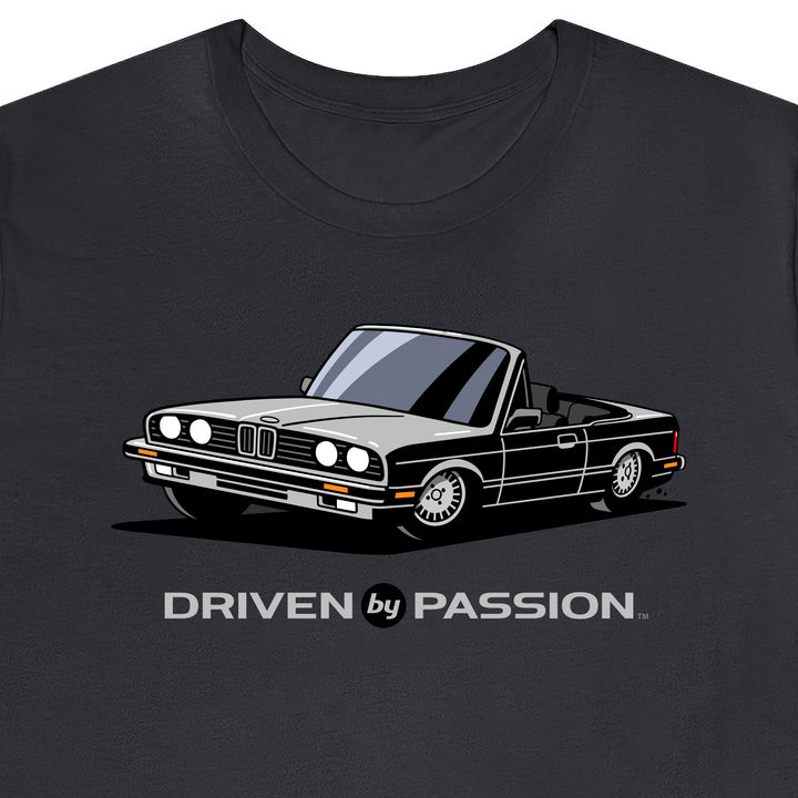 Light Gray over Black E30 Convertible T-Shirt (1982-1987)