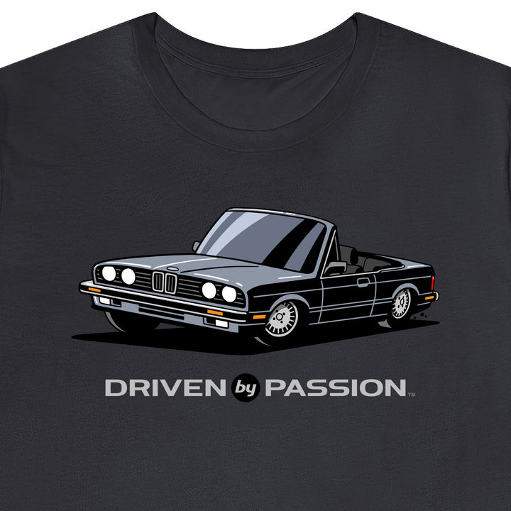 Medium Silver over Black E30 Convertible T-Shirt (1982-1987)