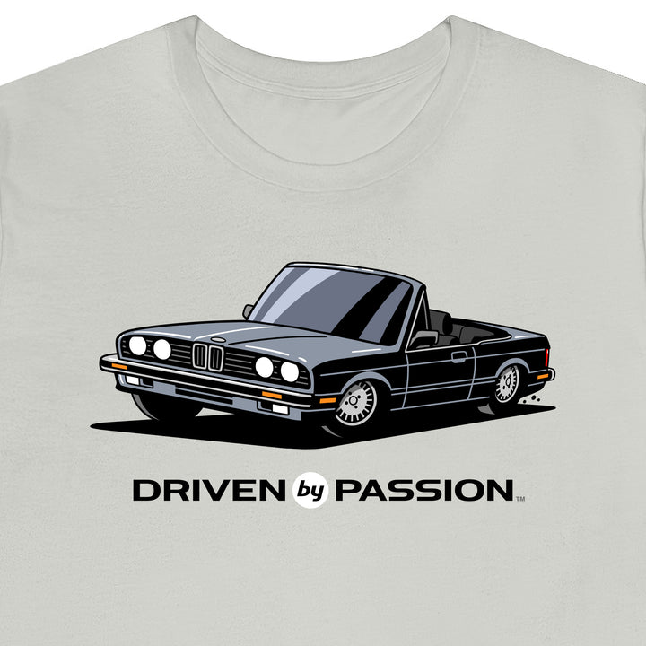 Medium Silver over Black E30 Convertible T-Shirt (1982-1987)