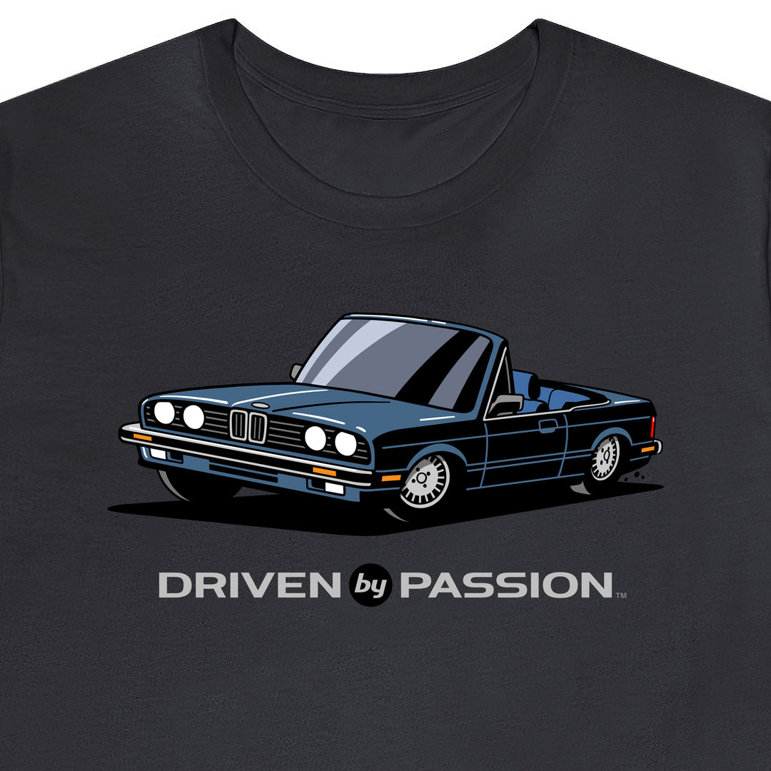 Dark Silver-Blue over Blue E30 Convertible T-Shirt (1982-1987)
