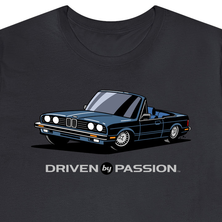 Dark Silver-Blue over Blue E30 Convertible T-Shirt (1982-1987)