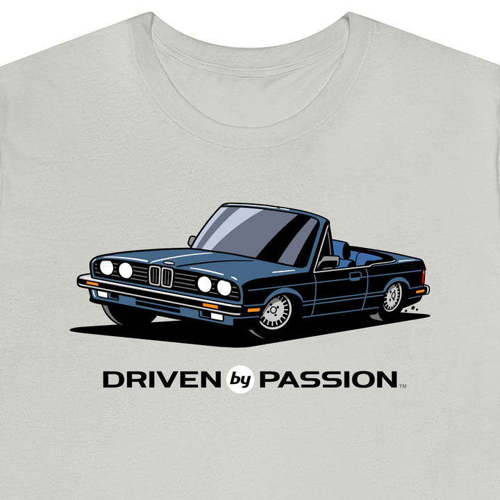 Dark Silver-Blue over Blue E30 Convertible T-Shirt (1982-1987)