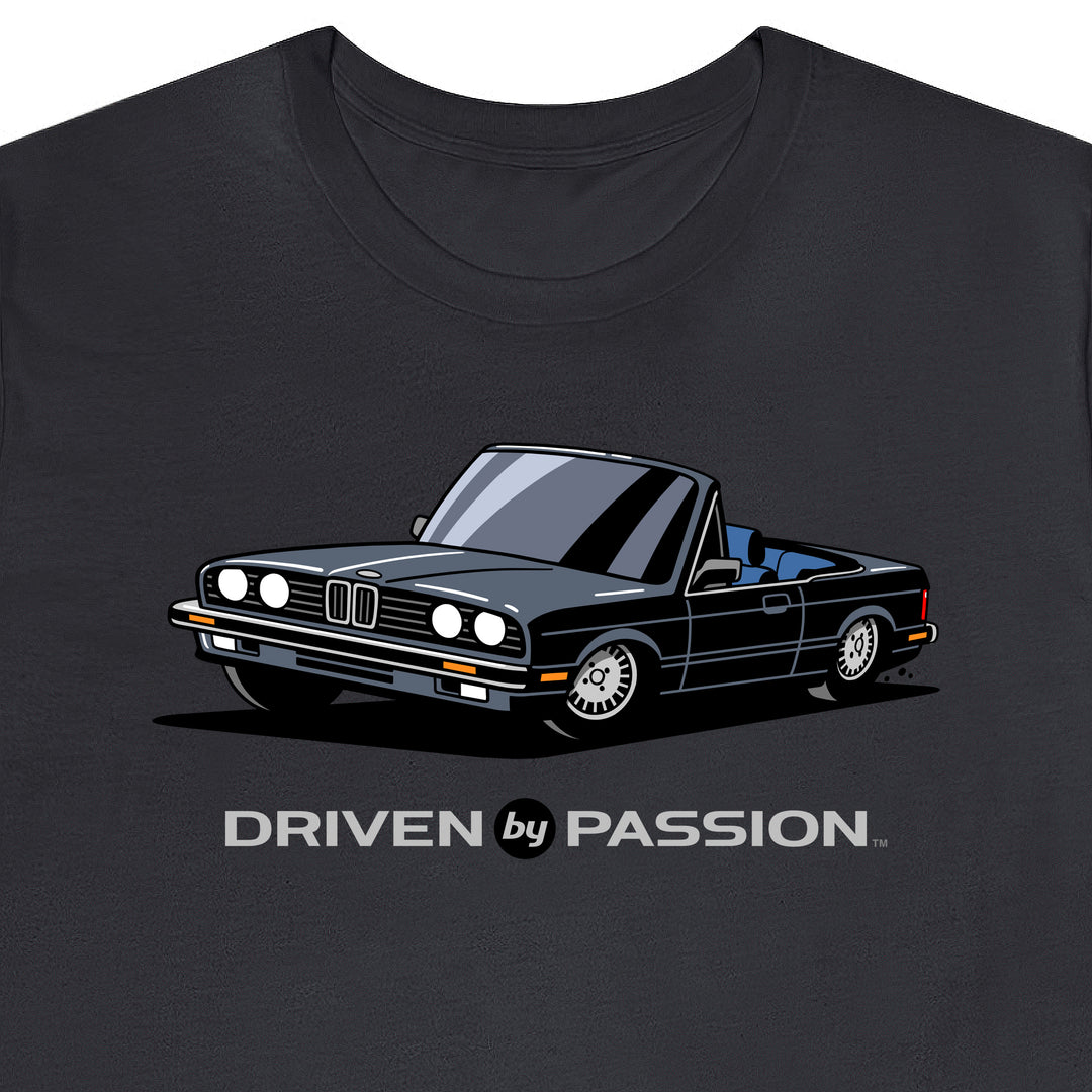 Dark Silver over Blue E30 Convertible T-Shirt (1982-1987)