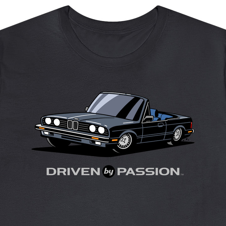 Dark Silver over Blue E30 Convertible T-Shirt (1982-1987)