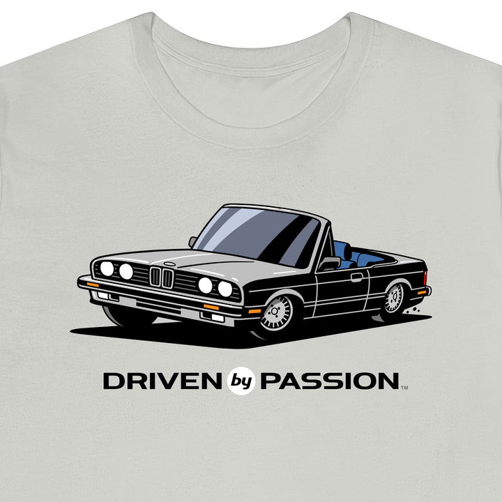 Light Gray over Blue E30 Convertible T-Shirt (1982-1987)