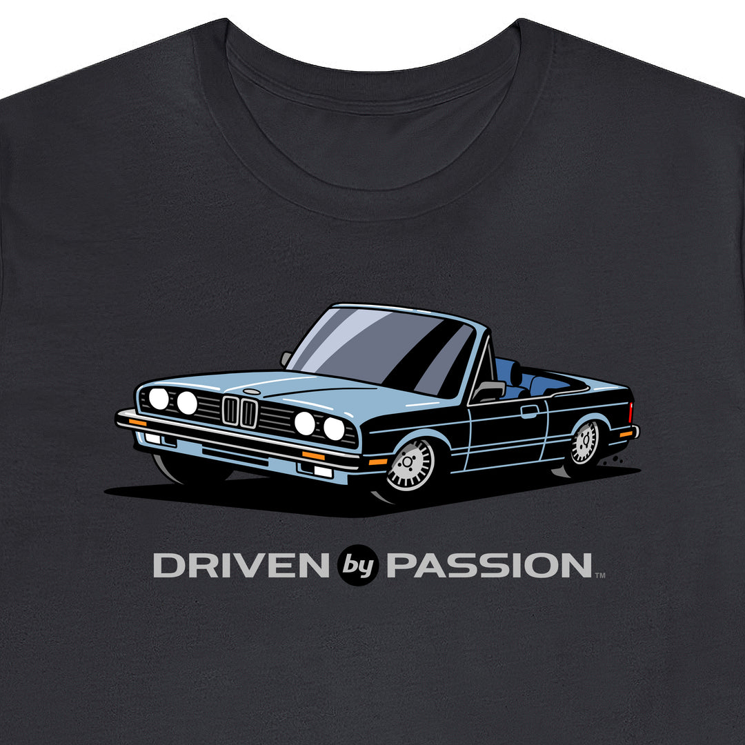 Light Silver-Blue over Blue E30 Convertible T-Shirt (1982-1987)
