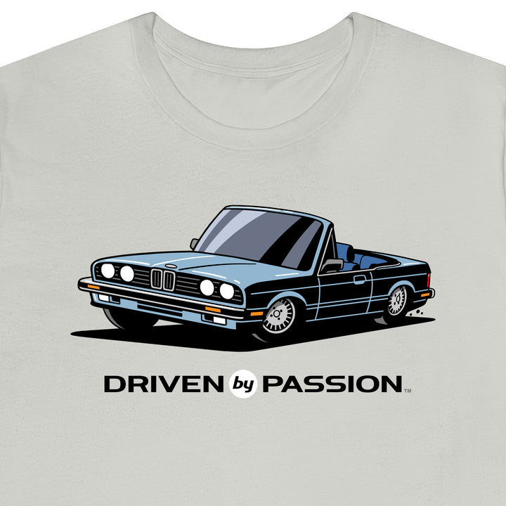 Light Silver-Blue over Blue E30 Convertible T-Shirt (1982-1987)
