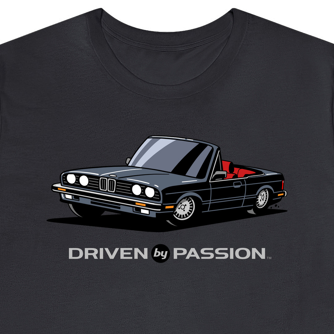 Dark Silver over Red E30 Convertible T-Shirt (1982-1987)
