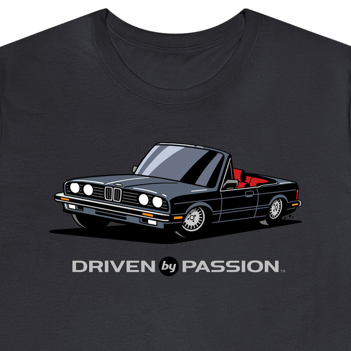 Dark Silver over Red E30 Convertible T-Shirt (1982-1987)
