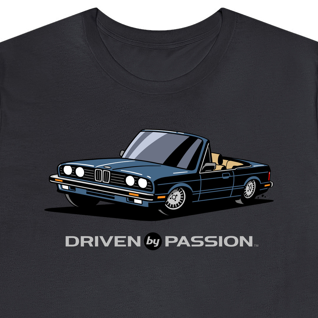 Dark Silver-Blue over Tan E30 Convertible T-Shirt (1982-1987)