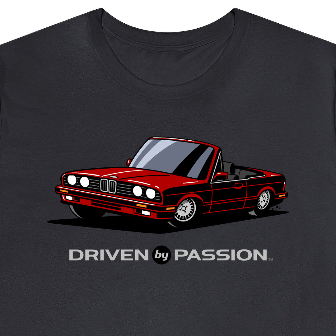 Dark Red over Black E30 Convertible T-Shirt (1988-1994)
