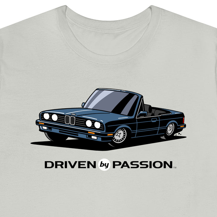 Dark Silver-Blue over Black E30 Convertible T-Shirt (1988-1994)