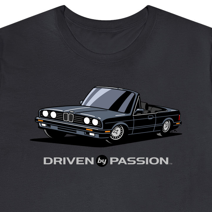 Dark Silver over Black E30 Convertible T-Shirt (1988-1994)