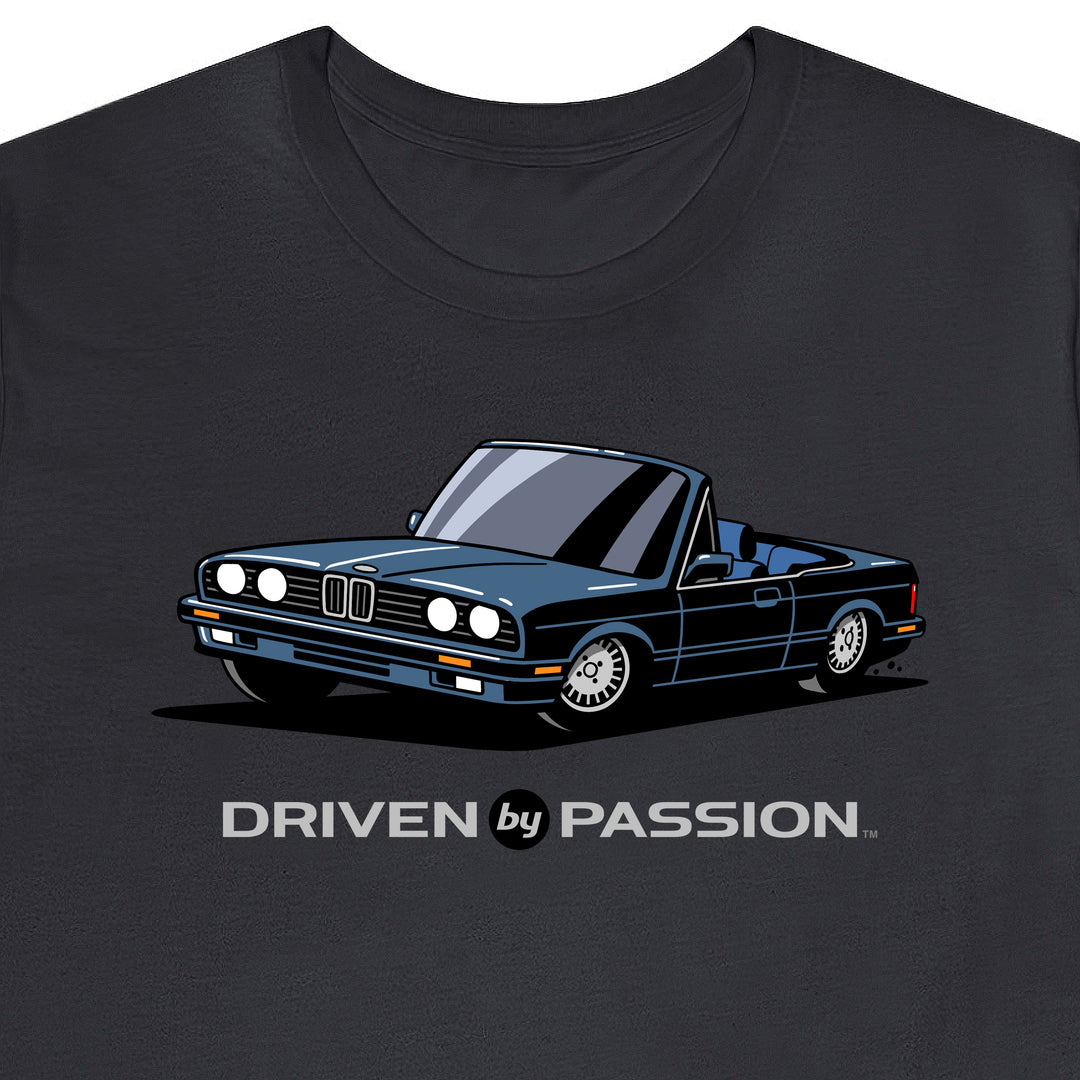 Dark Silver-Blue over Blue E30 Convertible T-Shirt (1988-1994)