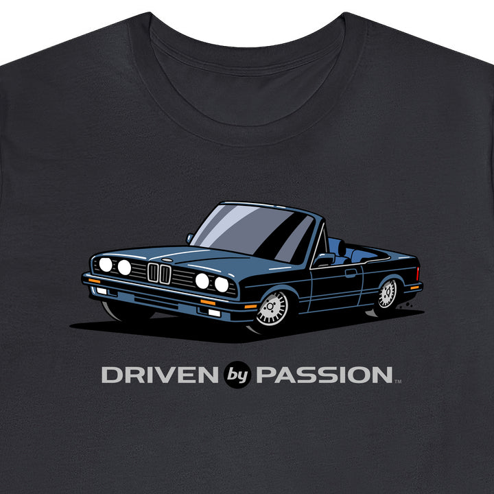 Dark Silver-Blue over Blue E30 Convertible T-Shirt (1988-1994)