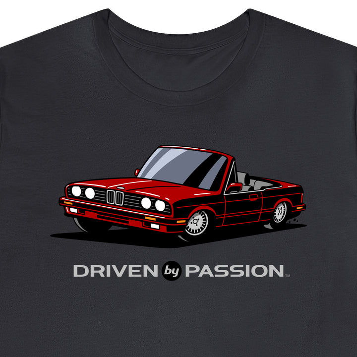 Dark Red over Gray E30 Convertible T-Shirt (1988-1994)
