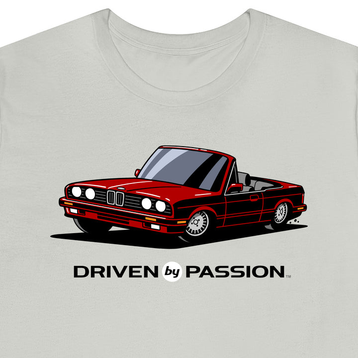 Dark Red over Gray E30 Convertible T-Shirt (1988-1994)